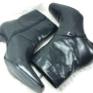 Nine West Black Leather Ankle Thin Strap Boots 7M